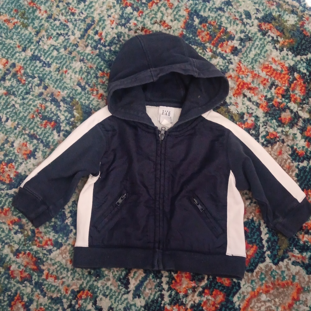Gap navy and white hooded track jacket